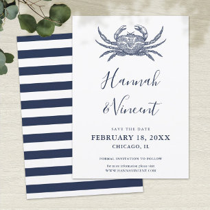 Scheeps Navy Krab Save the Date Kaart