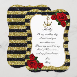 Scheepsanker Goud Zwart Gestreepte Ere-juffrouw Kaart