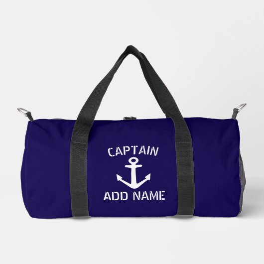 Scheepsanker logo in marineblauw en wit plunjezak (Voorkant)