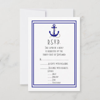 Scheepsanker marine bruiloft RSVP kaartje