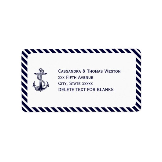 Scheepsanker Marine Diag Streep 2 LJ Adres Etiket (Voorkant)