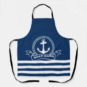 Scheepsanker Marineblauw Gestreepd Schort (Voorkant)