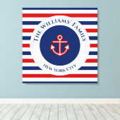 Scheepsanker met marineblauwe, rode en witte strep canvas afdruk (Insitu (Houten vloer))