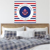 Scheepsanker met marineblauwe, rode en witte strep canvas afdruk (Insitu (Slaapkamer))