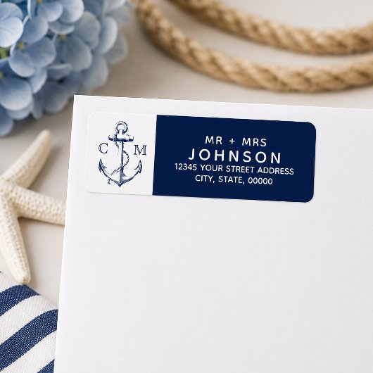 Scheepsanker met monogram wit etiket