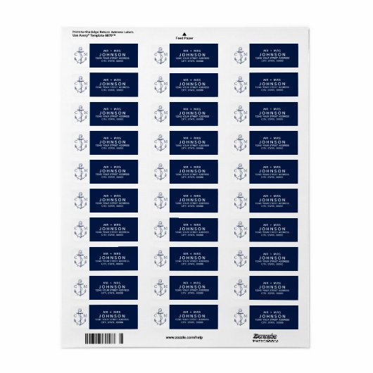 Scheepsanker met monogram wit etiket (Full Sheet)