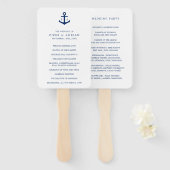 Scheepsanker Navy Blauwe Monogram Huwelijksprogram Handwaaier (Voorkant en achterkant)
