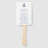 Scheepsanker Navy Blauwe Monogram Huwelijksprogram Handwaaier (Voorkant)