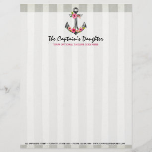 Scheepsanker Waterverf Rozen Strand Boutique Custom Briefhoofd