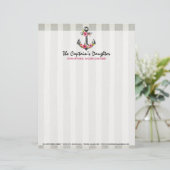 Scheepsanker Waterverf Rozen Strand Boutique Custom Briefhoofd (Staand voorkant)