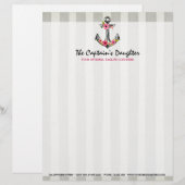 Scheepsanker Waterverf Rozen Strand Boutique Custom Briefhoofd (Voorkant / Achterkant)