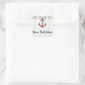 Scheepsanker Waterverf Rozen Strand Boutique Vierkante Sticker (Tas)