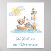 Scheepsbeer Aquarel Boot Kinderkamer Muur Kunst Poster (Voorkant)