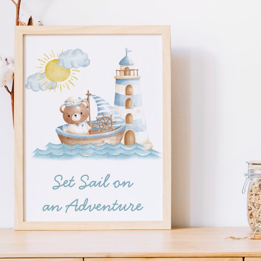 Scheepsbeer Aquarel Boot Kinderkamer Muur Kunst Poster