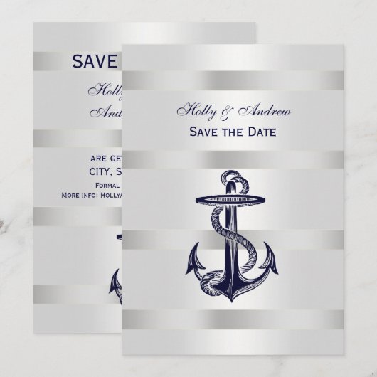Scheepsblauw Anker Zilver Gewicht BG V Save the Da Kaart (Voorkant / Achterkant)