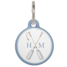 Scheepsblauw en wit gestreepte roeispanen monogram