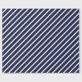Scheepsblauw en witte diagonale strepes Gift Wrap Cadeaupapier (Vlak)