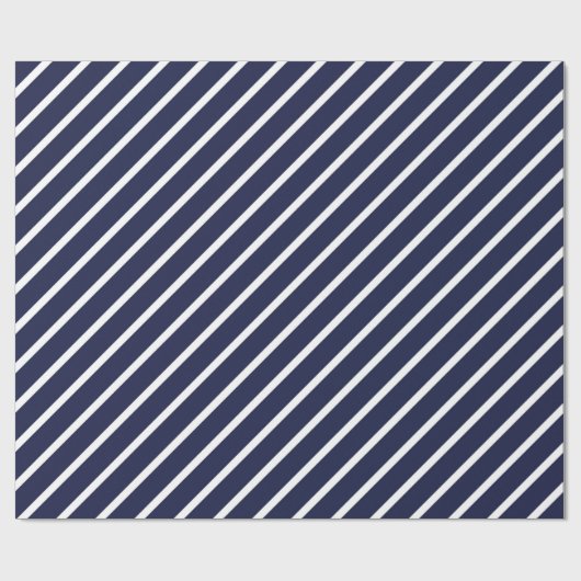 Scheepsblauw en witte diagonale strepes Gift Wrap Cadeaupapier (Vlak)