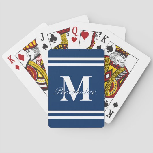 Scheepsblauw en witte strepen gemerkt pokerkaarten (Achterkant)