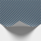 Scheepsblauw en witte strepen ontwerp cadeaupapier (Hoek)
