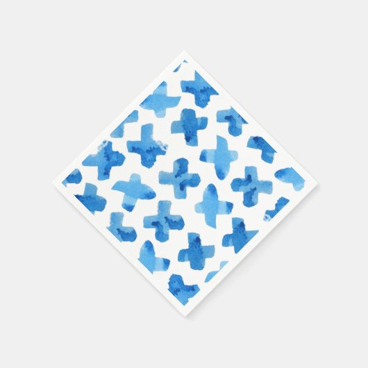 Scheepsblauwe waterverf kruist het x-patroon servet (Hoek)