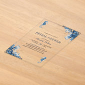 Scheepsblauwe Zeepaard Bruidsdouche Acryl Uitnodigingen (Laagn)