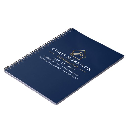 Scheepsbouw Navy Blauw Goud Notitieboek (Linkerzijde)