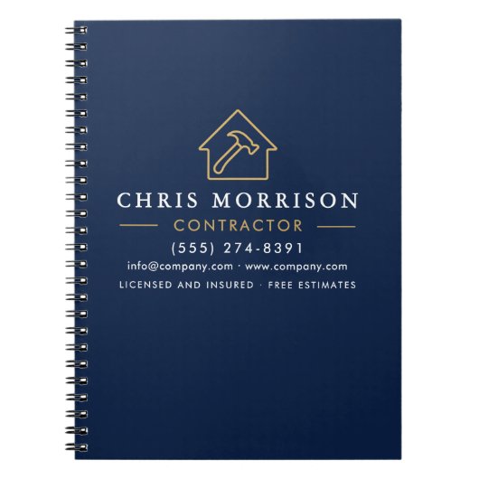 Scheepsbouw Navy Blauw Goud Notitieboek (Voorkant)