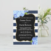 Scheepsbouw Navy Streep Blauw Hydrangea Bloemen Br Kaart (Staand voorkant)