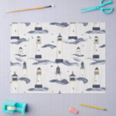 Scheepsbouw Vuurtoren Kust Blauw Patroon Tissuepapier (Craft)