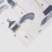 Scheepsbouw Vuurtoren Kust Blauw Patroon Tissuepapier (Detail)