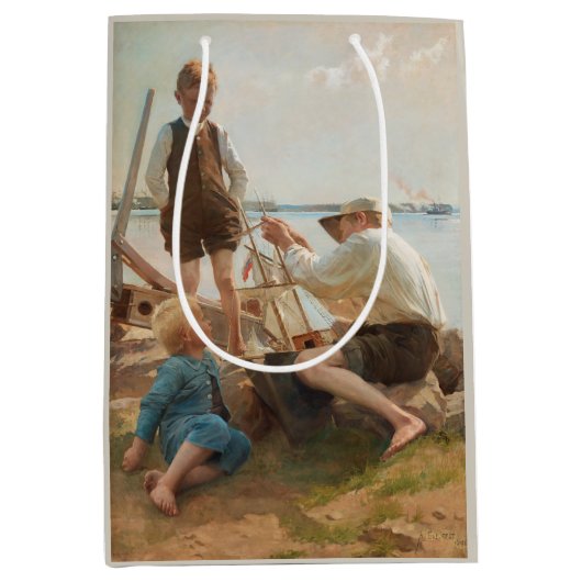 Scheepsbouwers (door Albert Edelfelt) Medium Cadeauzakje (Voorkant)