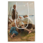 Scheepsbouwers (door Albert Edelfelt) Medium Cadeauzakje (Achterkant)