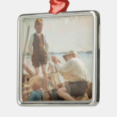 Scheepsbouwers (door Albert Edelfelt) Metalen Ornament (Links)