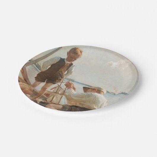 Scheepsbouwers (door Albert Edelfelt) Papieren Bordje (Gekanteld)