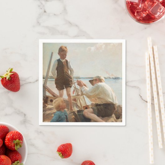 Scheepsbouwers (door Albert Edelfelt) Servet (Insitu)