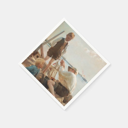 Scheepsbouwers (door Albert Edelfelt) Servet (Hoek)