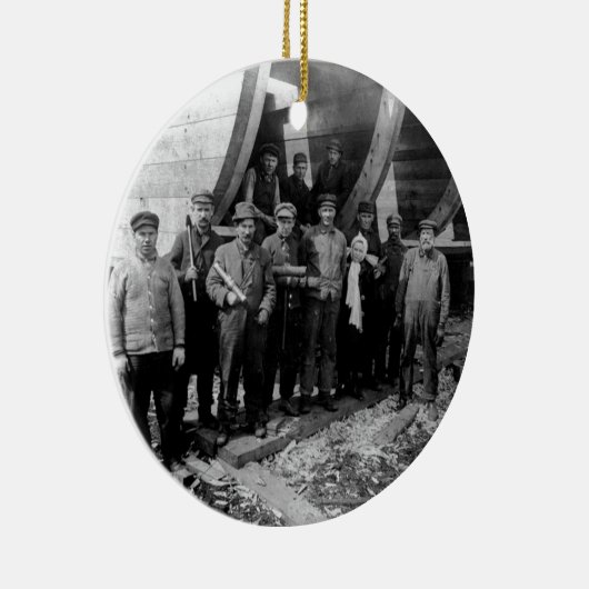 Scheepsbouwers in Marine City Michigan  Keramisch Ornament (Rechts)