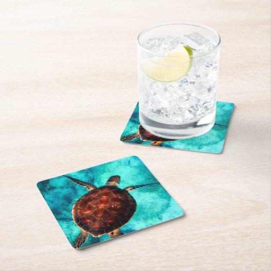 Scheepschildpad voor Zee Kartonnen Onderzetters (Insitu)