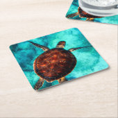 Scheepschildpad voor Zee Kartonnen Onderzetters (Schuin)