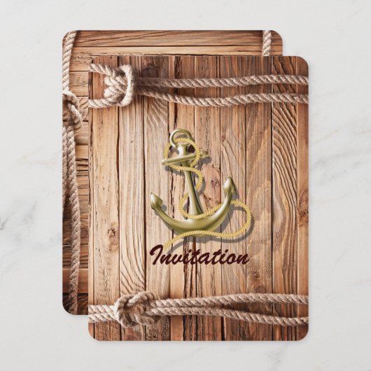 scheepsdok hout strand anker nautisch huwelijk kaart (Voorkant / Achterkant)