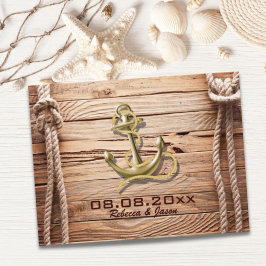 scheepsdok hout strand anker nautisch save the dat aankondigingskaart