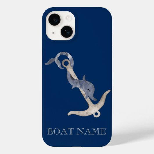 Scheepsgeest Anker Dolfijn Marineblauw Case-Mate iPhone Case (Achterkant)