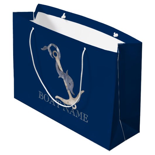 Scheepsgeest Anker Dolfijn Marineblauw Groot Cadeauzakje (Achterkant Gekanteld)