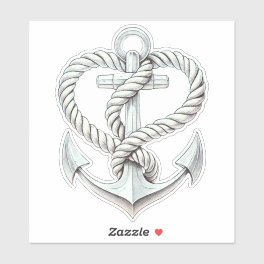 Scheepshart Touw Anker Kust Bruiloft Sticker (Vel)