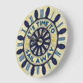 Scheepshelm houtwwiel Blauwe Nautische Zeil Away M Grote Klok (Hoek)