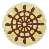Scheepshelmwiel in de oude kaart Nautical Seafarin Keramische Knop (Voorkant)