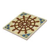 Scheepshelmwiel in de oude kaart Nautical Seafarin Tegeltje (Zijkant)