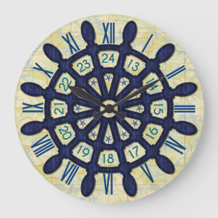 Scheepshelmwoudblauw Nautical Sailor Old Map Grote Klok