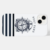 Scheepshoed, Anker, Stuurwiel Marineblauw Gestreep Case-Mate iPhone Case (Achterkant (horizontaal))